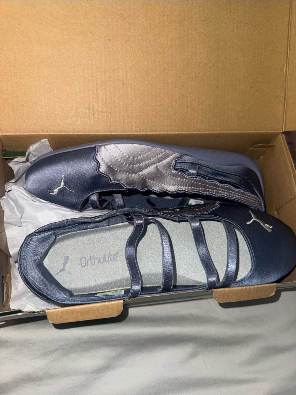 Puma Navy Slip-On Ortholite Ballet Flats with Elastic Straps